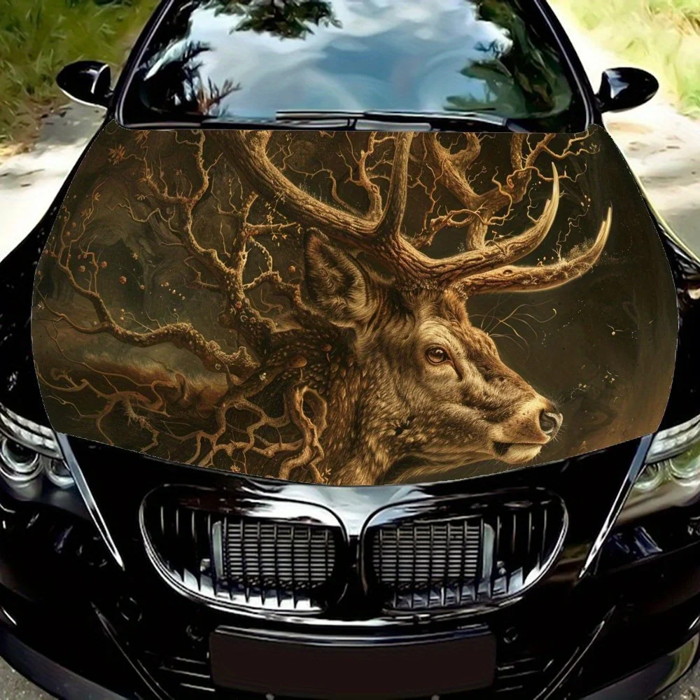 Melancholy Deer Cool Car Hood Sticker Waterproof PVC Body Film, Easy To Tear Off and Durable, Suitable for Delicate Decoration S