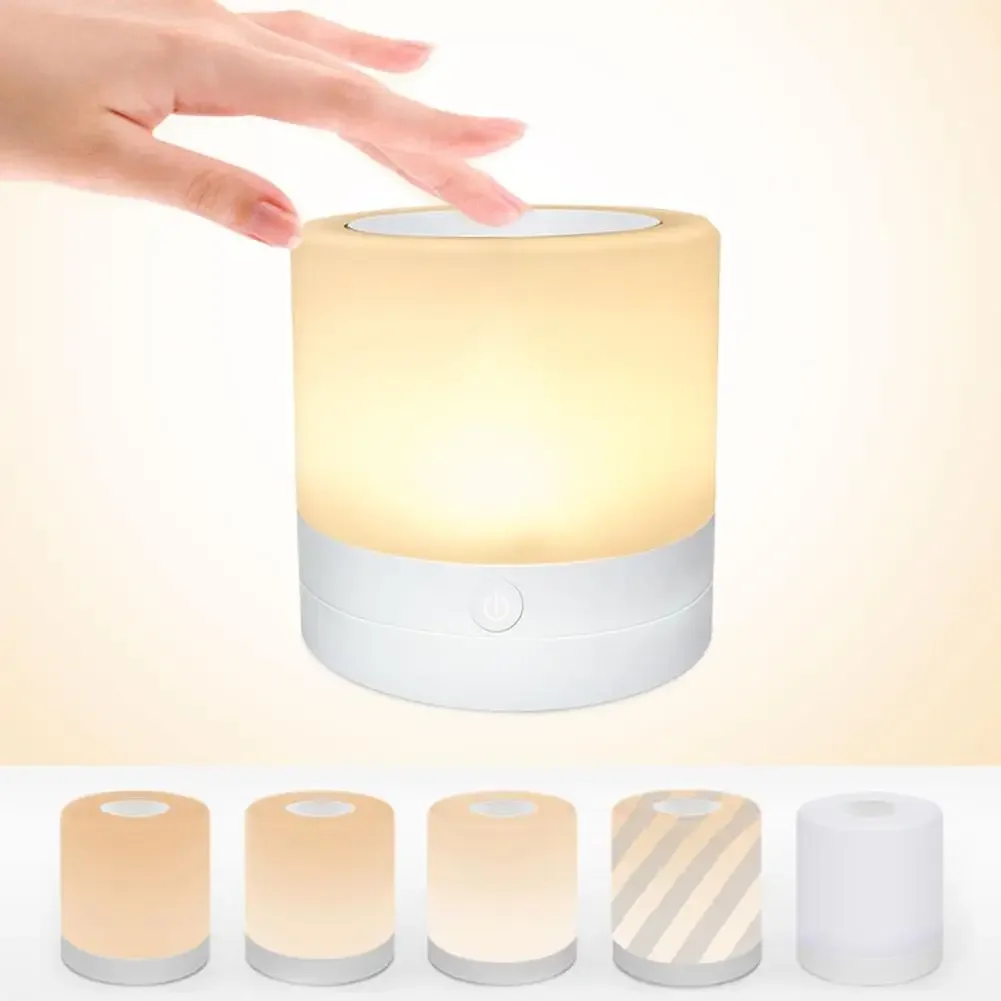 USB Rechargeable LED Night Light, 7 Color Portable Bedside Lamp for Children Bedroom, Energy Saving Table Light