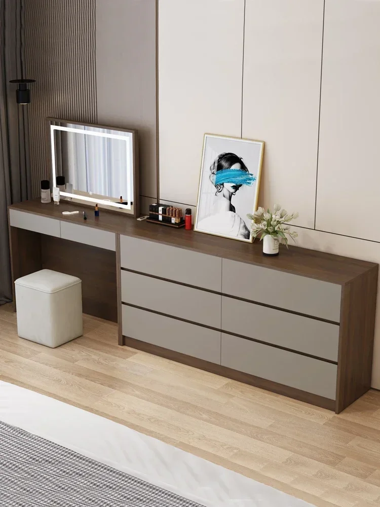 

=Customized intelligent voice lifting hidden mirror dressing table closet integrated bedroom TV cabinet makeup table combined be