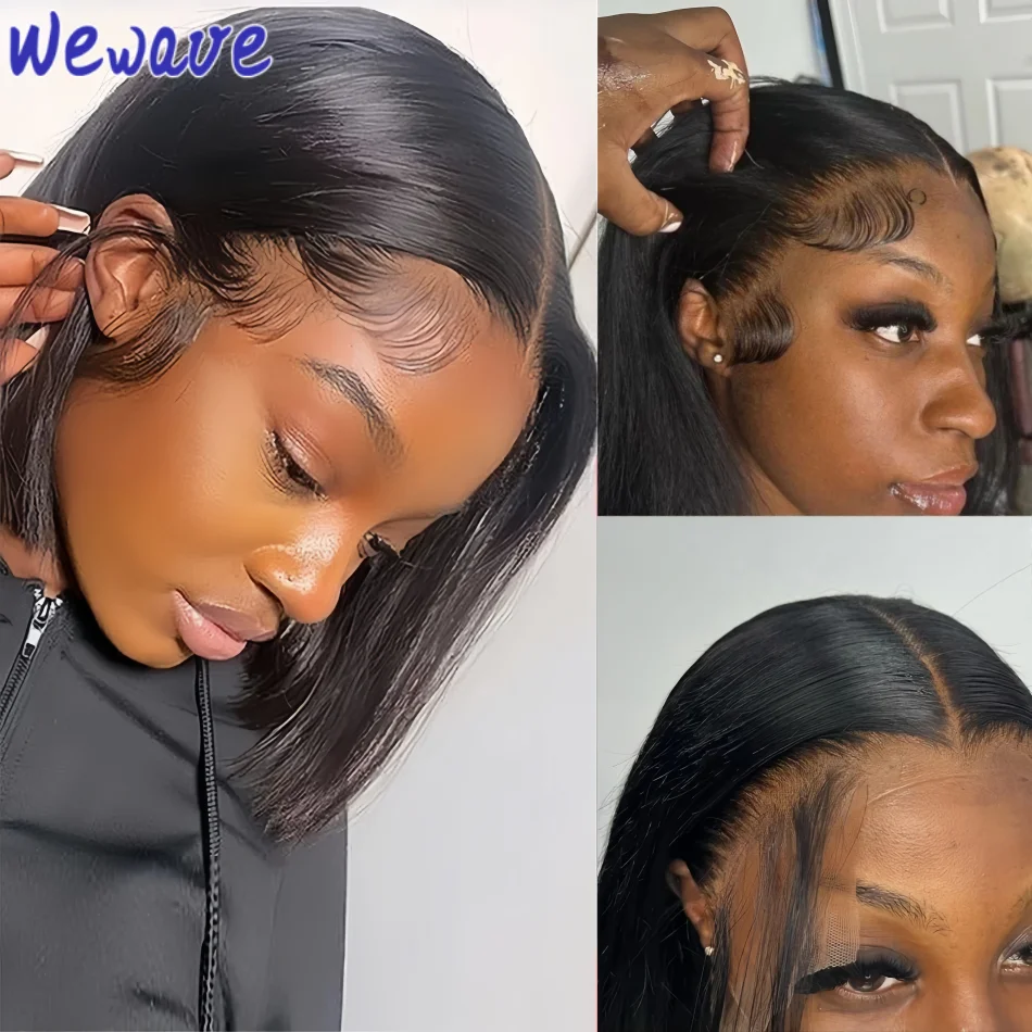 

13x4 Bone Straight Lace Frontal Bob Wig Pre Plucked 4x4 Human Hair Wigs Brazilian Remy Straight Short Bob Wigs For Women 16 Inch
