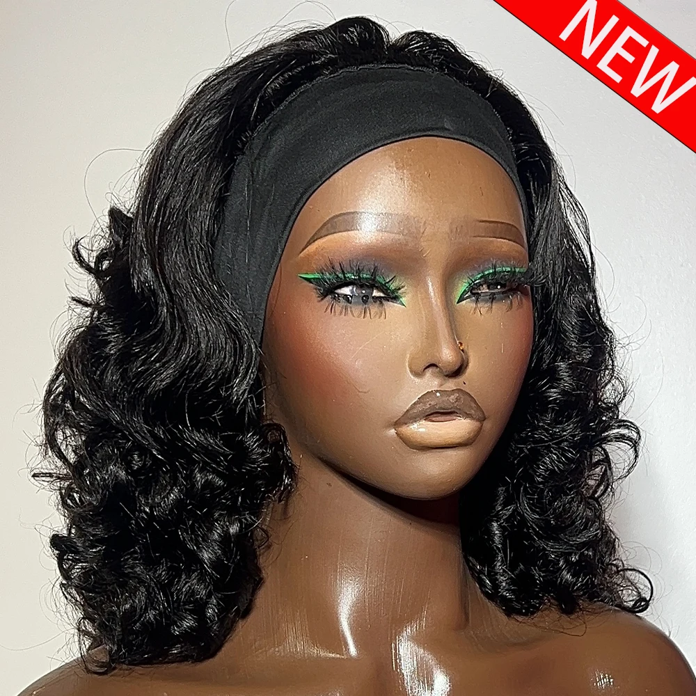 Headband Wig Human Hair Bouncy Curly 400 Density No Glue Full Machine Made Brazilian Remy Human Hair Wigs For Women Wear And Go - view 2