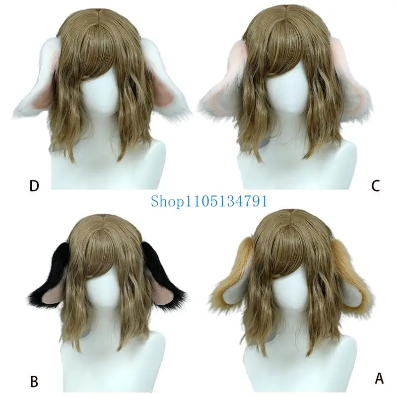 

98km Lovely Dog Ears Headband Masquerade Party Cosplay Props Furry Plush Headwear