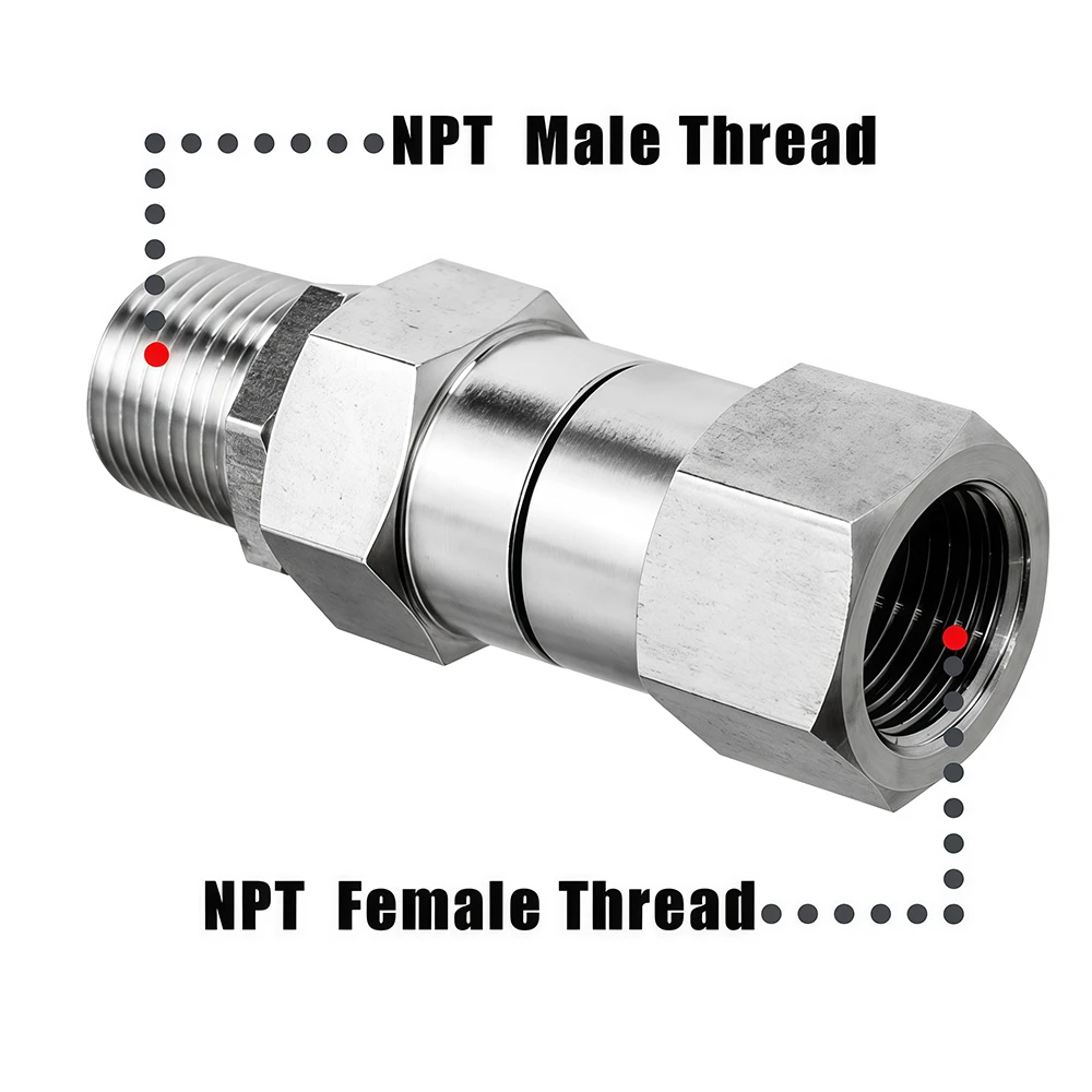 3/8′′&1/4′′ NPT High Pressure Washer Swivel Joint 4500 PSI 360 Degree Rotation Connector Anti-Tangle Hose Fittings for Car Wash image 3