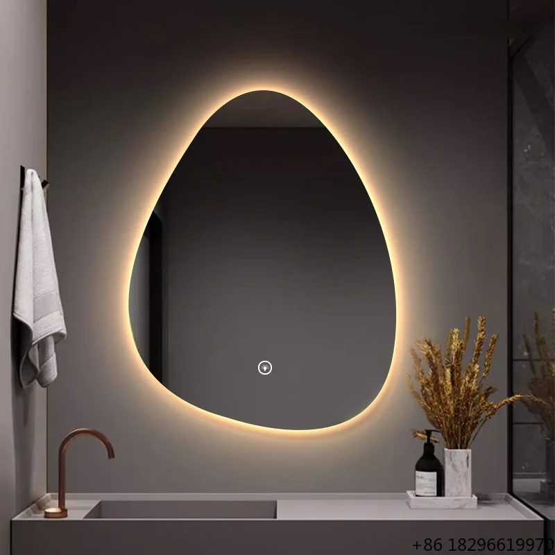 

Simple Luxury Rectangular LED Vanity Mirror Touch Screen Anti-Fog Wall Mounted Smart Mirror for Bedroom Hotel Villa Bathroom