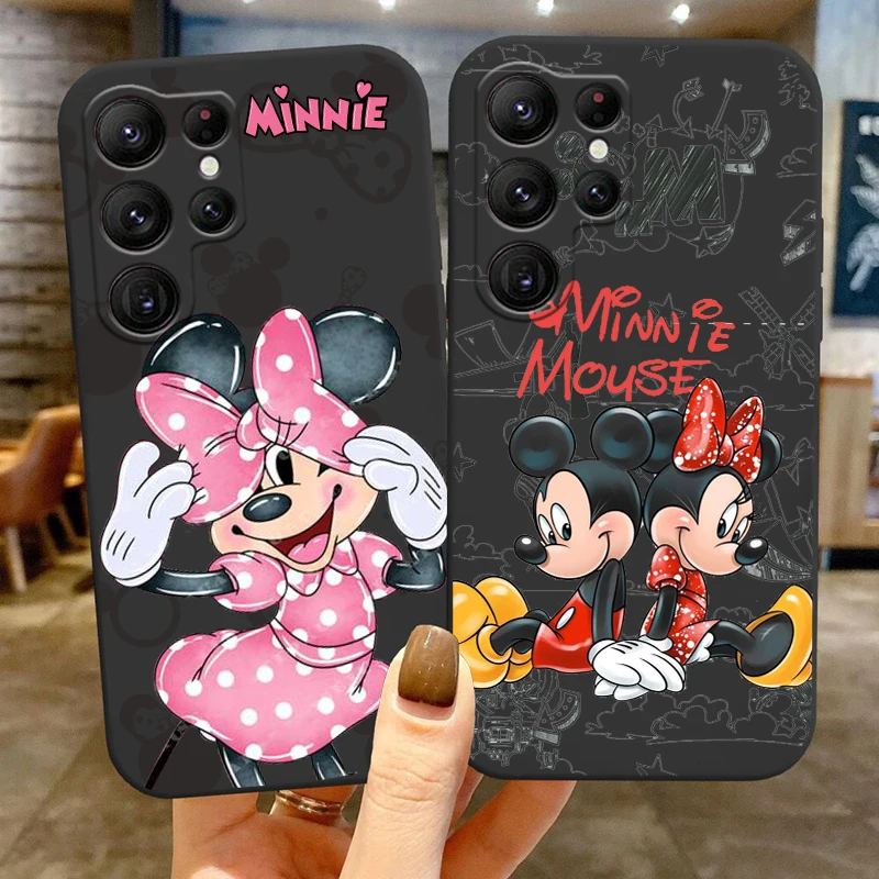 Minnie casing ponsel bayi, sarung HP mode bayi untuk Samsung Galaxy S24 S23 S22 S21 S20 FE S10 S10E Plus Ultra Pro Lite 5G hitam Funda