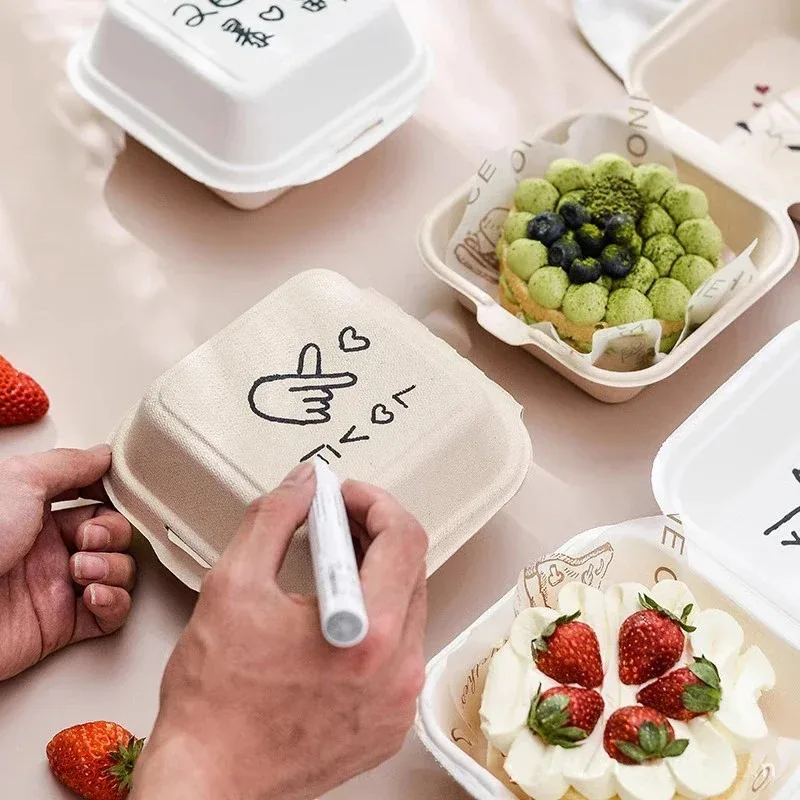 10/20 Stück Einweg-Bioabbaubare Hamburger-Boxen Bento-Lunchbox Backform Lebensmittelbehälter Dessertschutz Snackbox