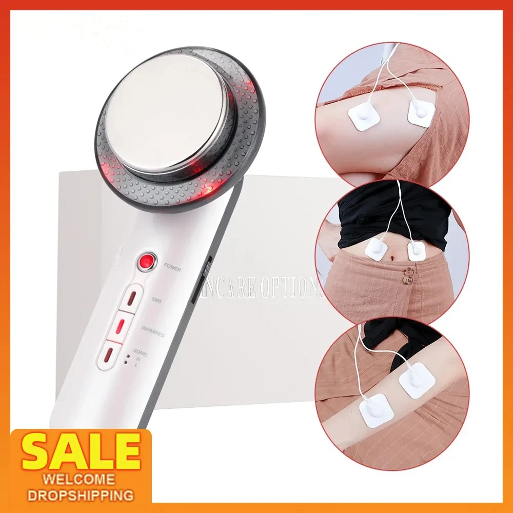 EMS Infravermelho Ultrasonic Corpo Massageador, Facial Levantamento Massageador, Ultra-som Emagrecimento Dispositivo, Queimador De Gordura Cavitação, Rosto Beleza Máquina, 3 em 1