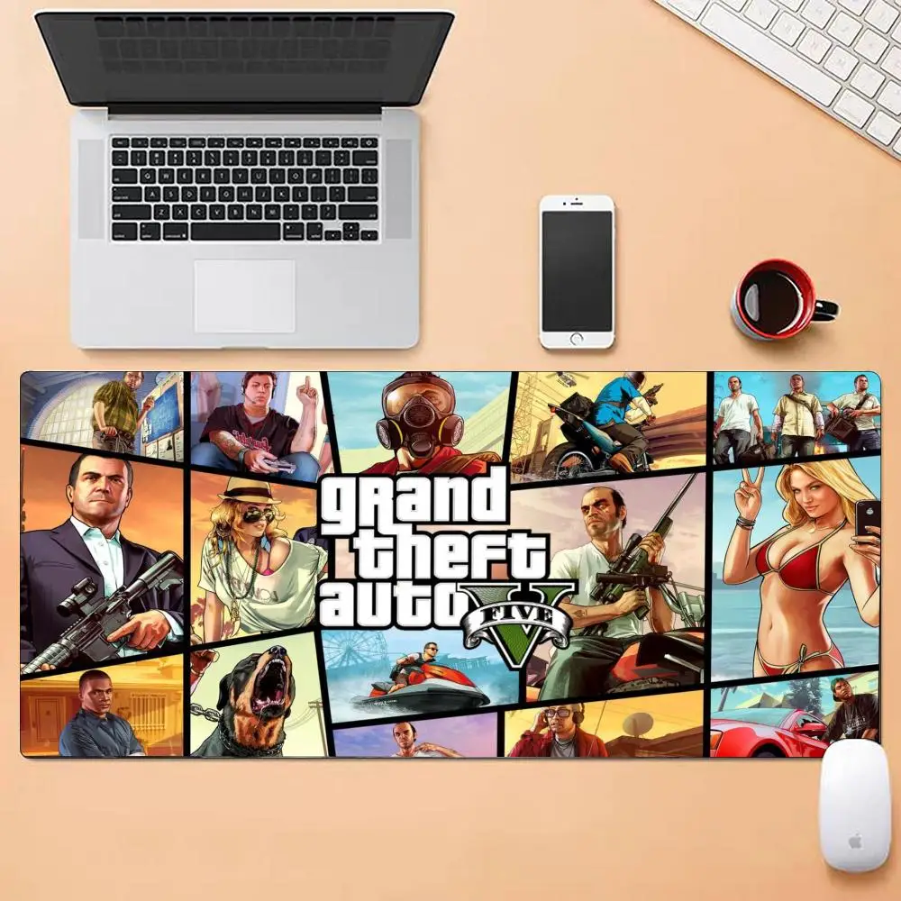 لوحة ماوس أوتوماتيكية من Game GTA Grand Theft مقاسات متعددة كبيرة مربعة للكمبيوتر المكتبي، مفارش طاولة ألعاب مطاطية مضادة للانزلاق #6