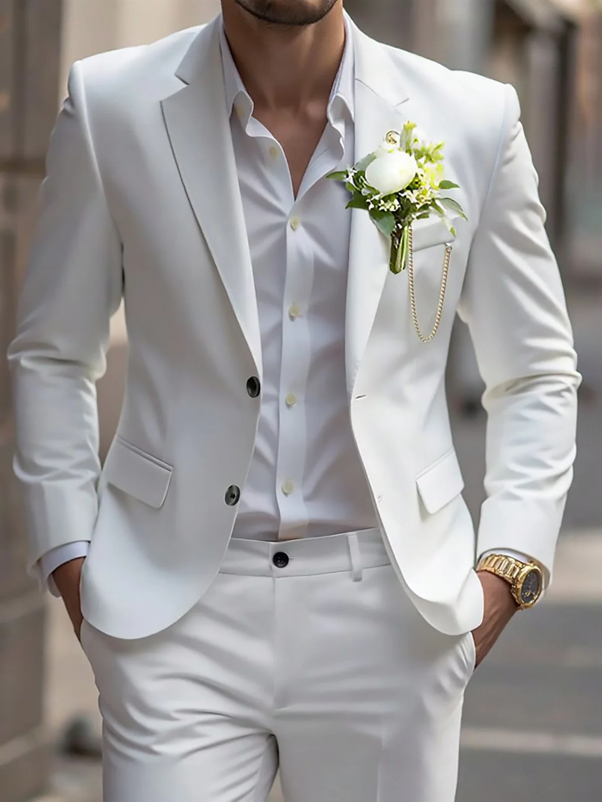 

Off White Smart Casual Suits for Men Slim Fit Daily Custom Solid Tuxedo Boys Suit Set Trajes De Hombre Anzug Herren Men Suits