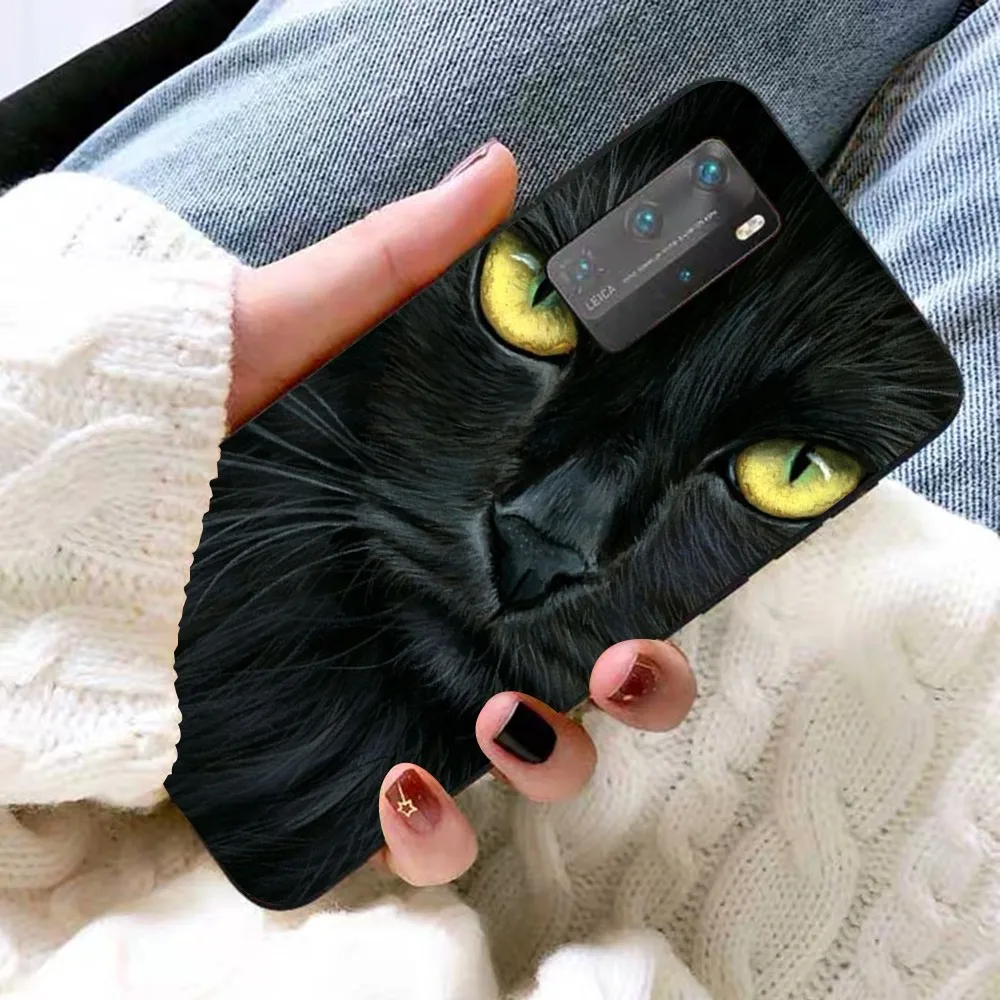 Black Cat Staring Eye Phone Case For Huawei P 8 9 10 20 30 40 50 Pro Lite Psmart Honor 10 lite 70 Mate 20lite