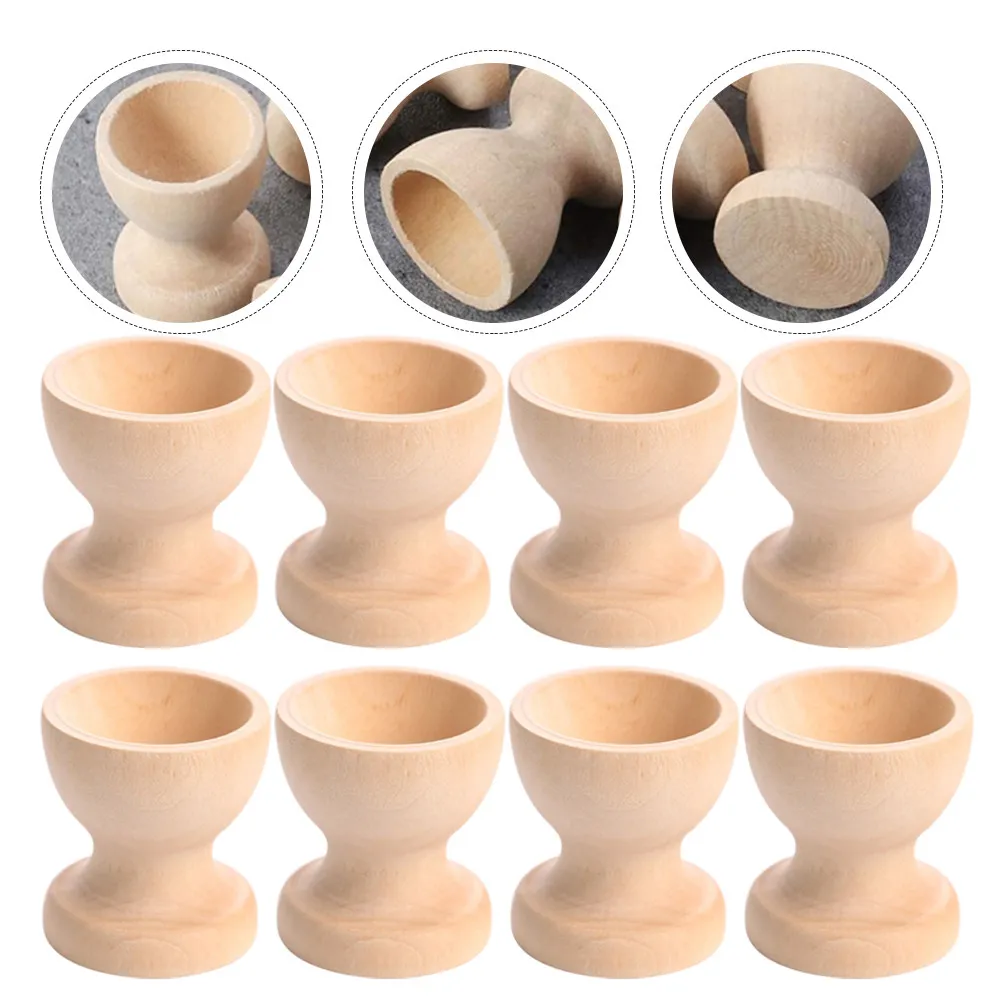 

10Pcs Wooden Egg Holder DIY Blank Graffiti Home Kitchen Decoration Easter Display Craft Activity