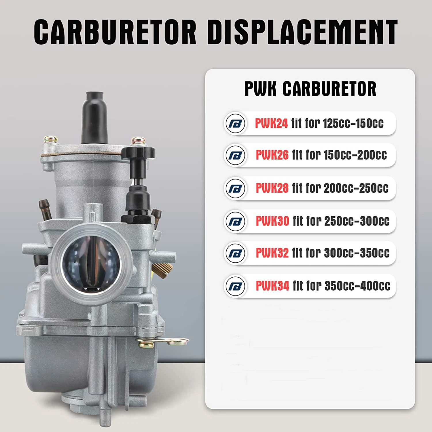 PWK Universal Carburetor, 21 24 26 28 30 32 34mm PWK Motorcycle Carburetor Power Injection, for Racing Mikuni Koso ATV Yamaha