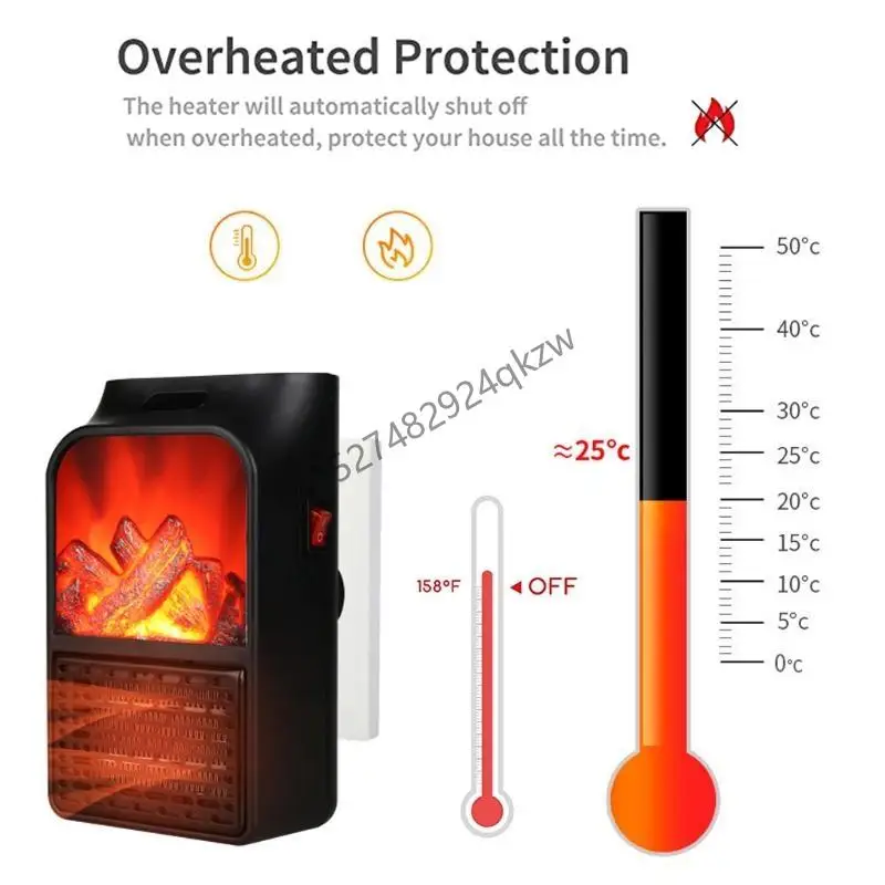 R9CD Space Heater Портативный пламенный обогреватель Вентилятор для офиса, дома и всей комнаты, черный