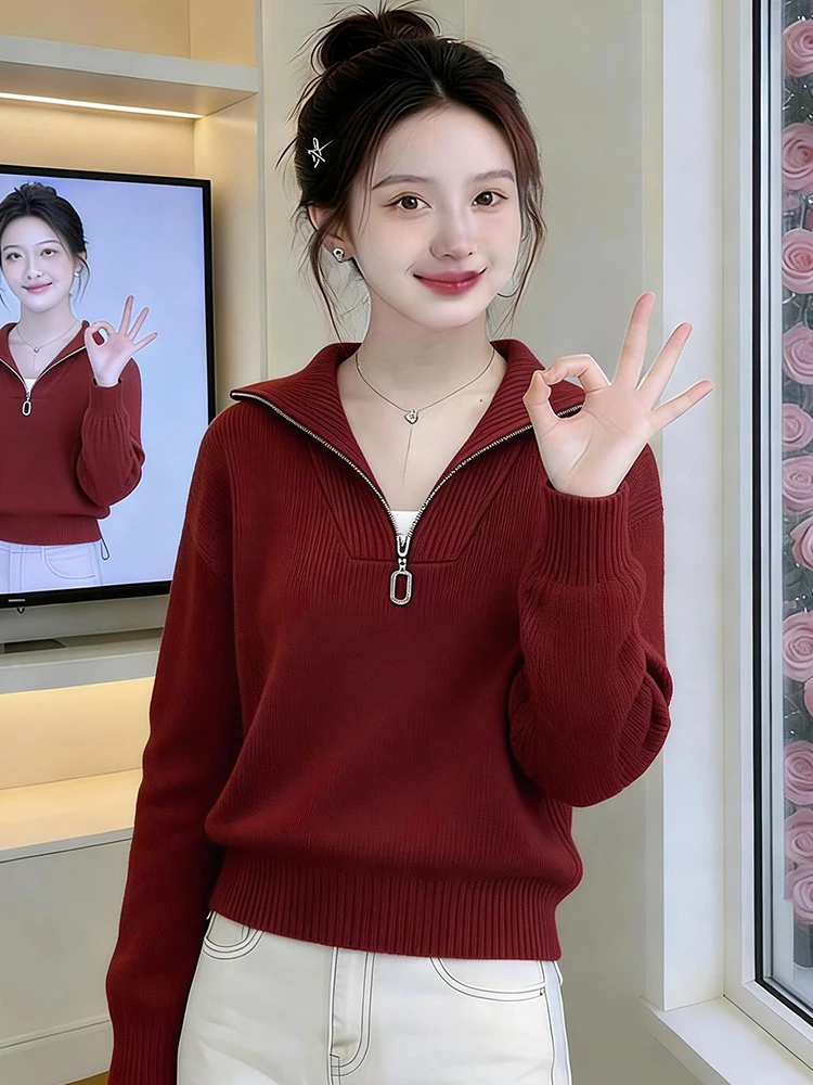 

Женский повседневный вязаный свитер свободного кроя с V-образным вырезом, утепленное зимнее пальто, модная верхняя одежда премиум-класса для весны