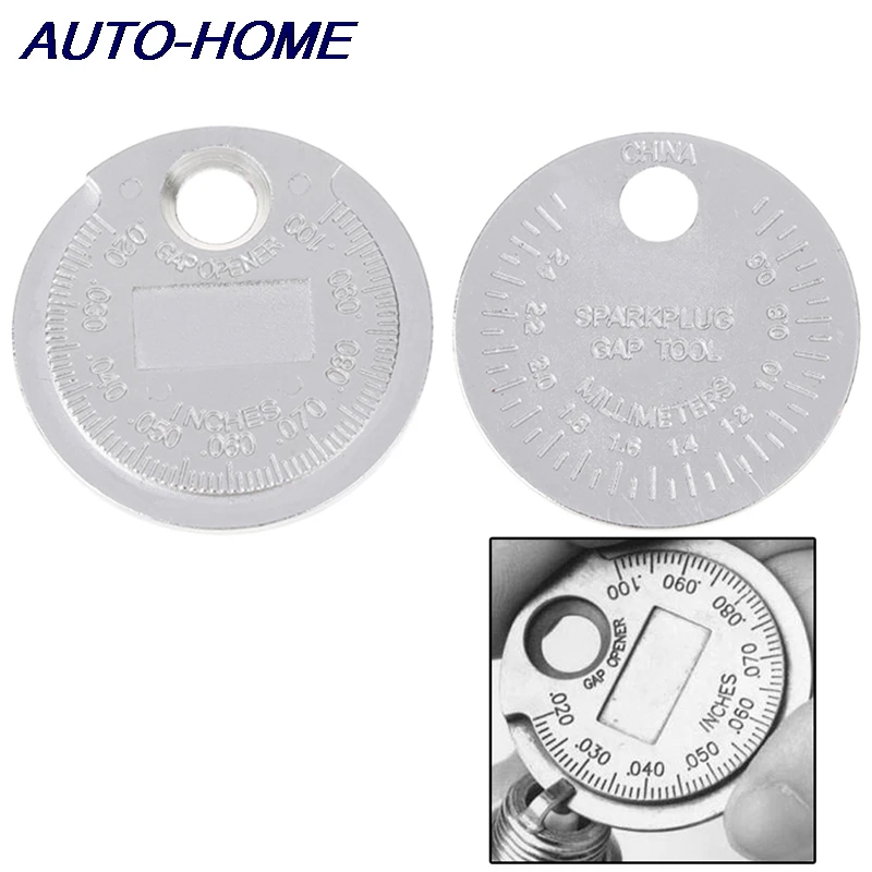 Hot Sale 1pc Coin- Type 0.6-2.4mm Spark Plug Gap Gauge Measurement Tool Range Spark Plug Gage Caliber Measuring Tool