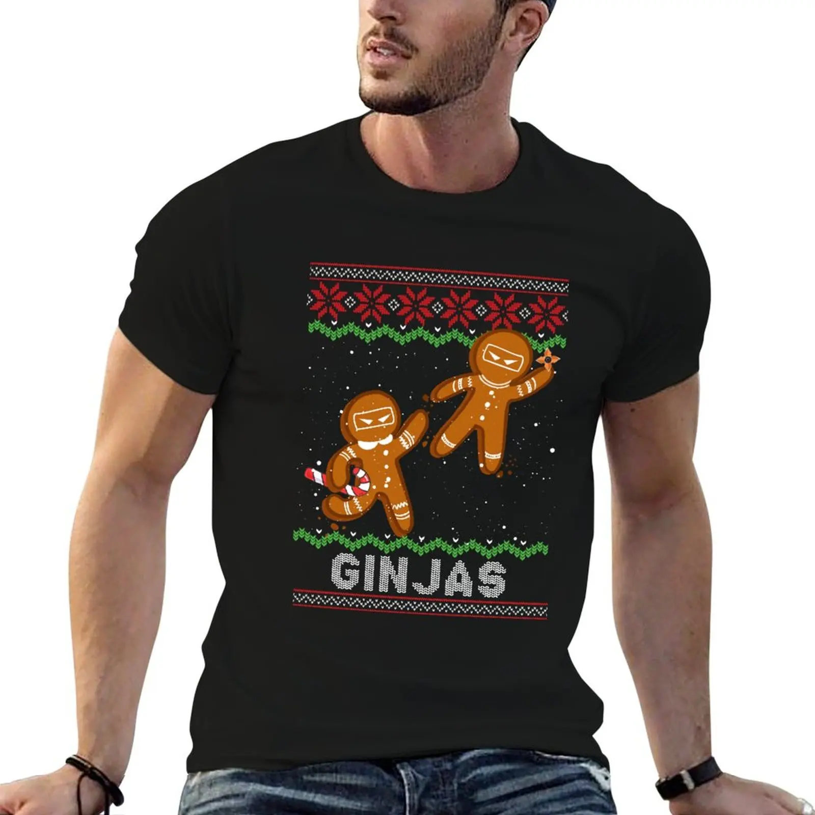 Ginjas gingerbread ninjas funny ugly christmas T-Shirt Athletic Quick Dry T-Shirt for Men