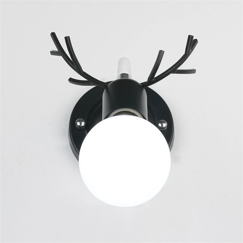 Nordic antler metal wall lamps bedside bedroom lamp korean cute children's room cartoon elk antler study aisle sconces lights