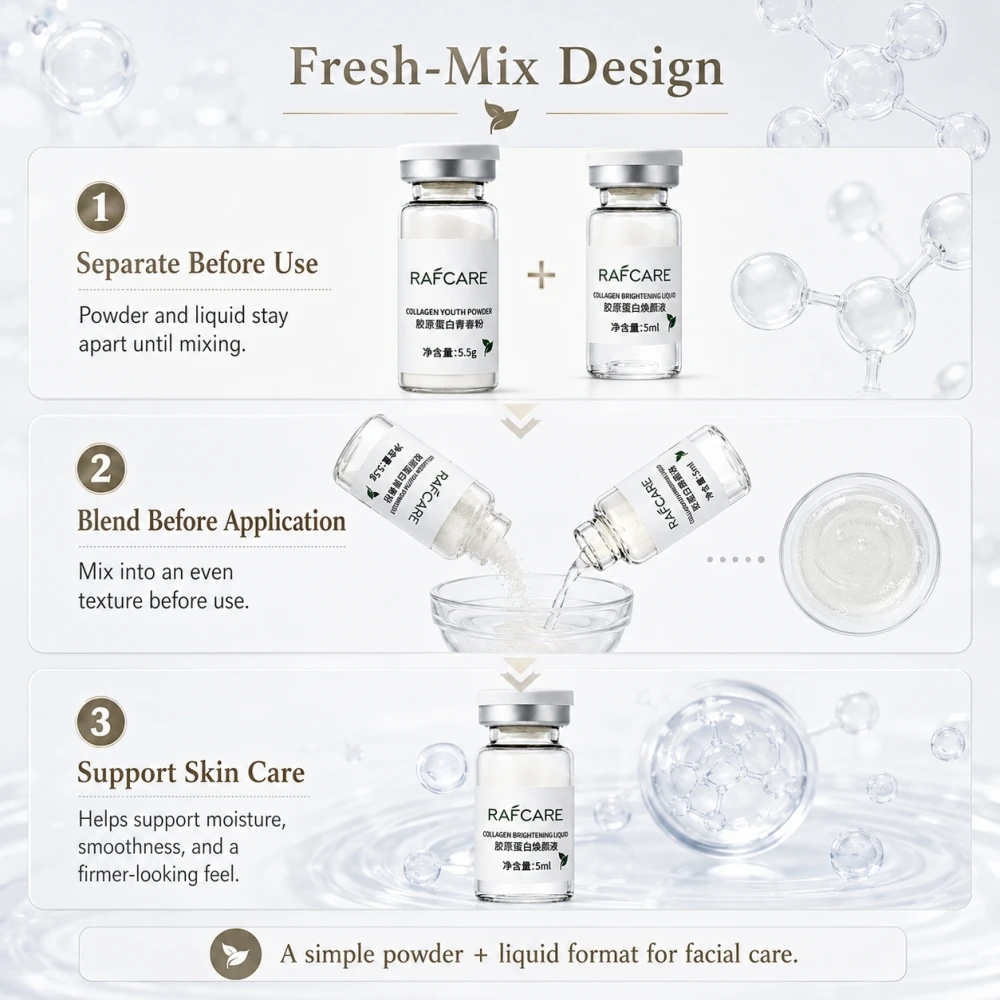 Deep Collagen Silk Peptide Intensive Lifting Liquid + Powder Face Skin Care Anti-Wrinkle Infusing Powder High Class Package