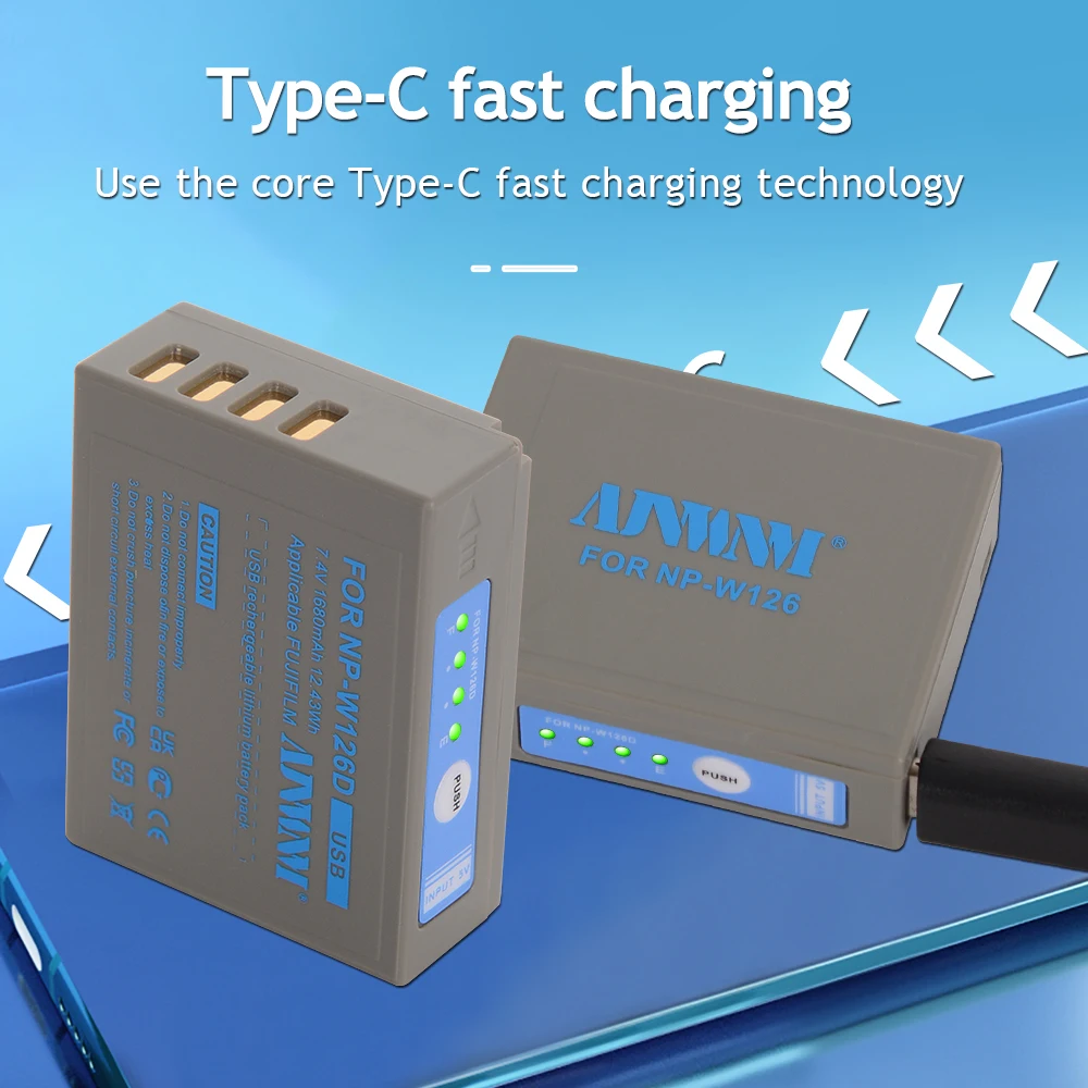 1680mAh NP-W126 NP W126 NP W126S USB-C Rechargeable Battery for Fujifilm Fuji X-Pro1 XPro1 X-T1 XT1,HS30EXR HS33EXR X PRO1