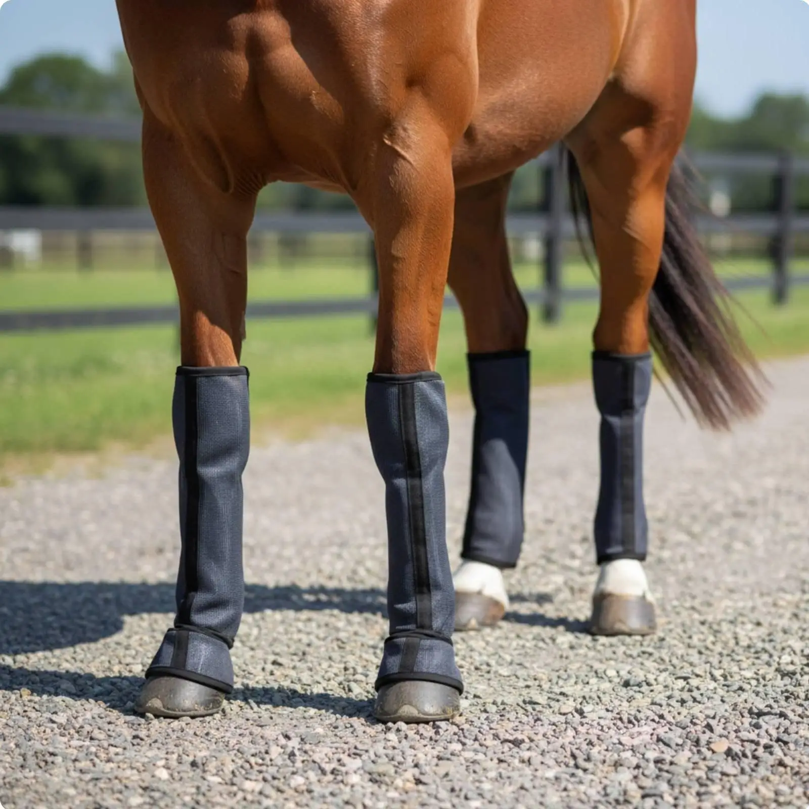 Mosquito Protective Leg for Horses Full Coverage Fly Protection Mesh Boots for Stable Trail Riding view 5
