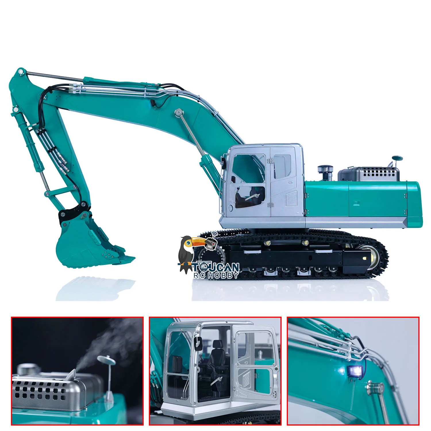 Toys LESU 1/14 Metal Hydraulic RC Excavator AOUE AC360 PC360 Remote Control Digger Model Painted Assembled Lights Sounds Smoking