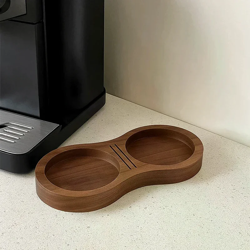 محطة سدادة قهوة من خشب الجوز، قاعدة تخزين احترافية غير قابلة للانزلاق، متعددة الوظائف ومستقرة #2