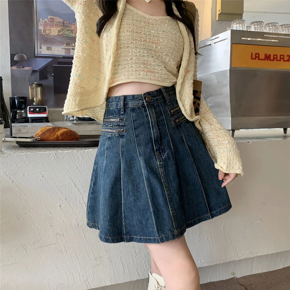 4XL Denim Skirt Women Vintage 90s Streetwear Korean Fashio High Waist Jean  Skirt Harajuku E-girl Clothes Mini Sexy Pleated Skirt - AliExpress