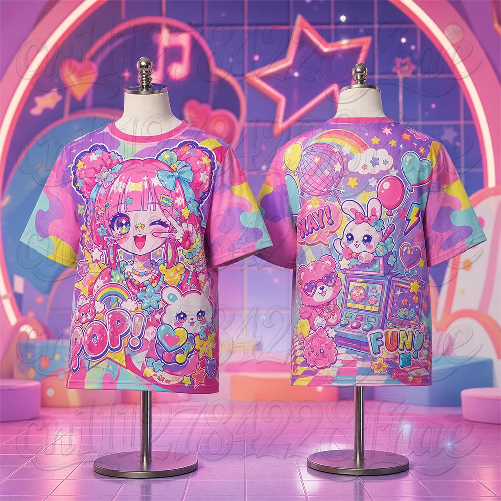 Unisex Japanisches Anime 3D-Druck T-Shirt Atmungsaktiv Schnelltrocknend Lässig Modisch Eltern-Kind-Partnerlook Niedliches Design – Detail 3