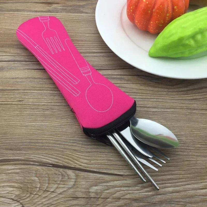 Portable Tableware Bag Cutlery Storage Bag Travel Packaging Storage Box Picnic Fork Spoon Knife Pouch Bag Without Tableware
