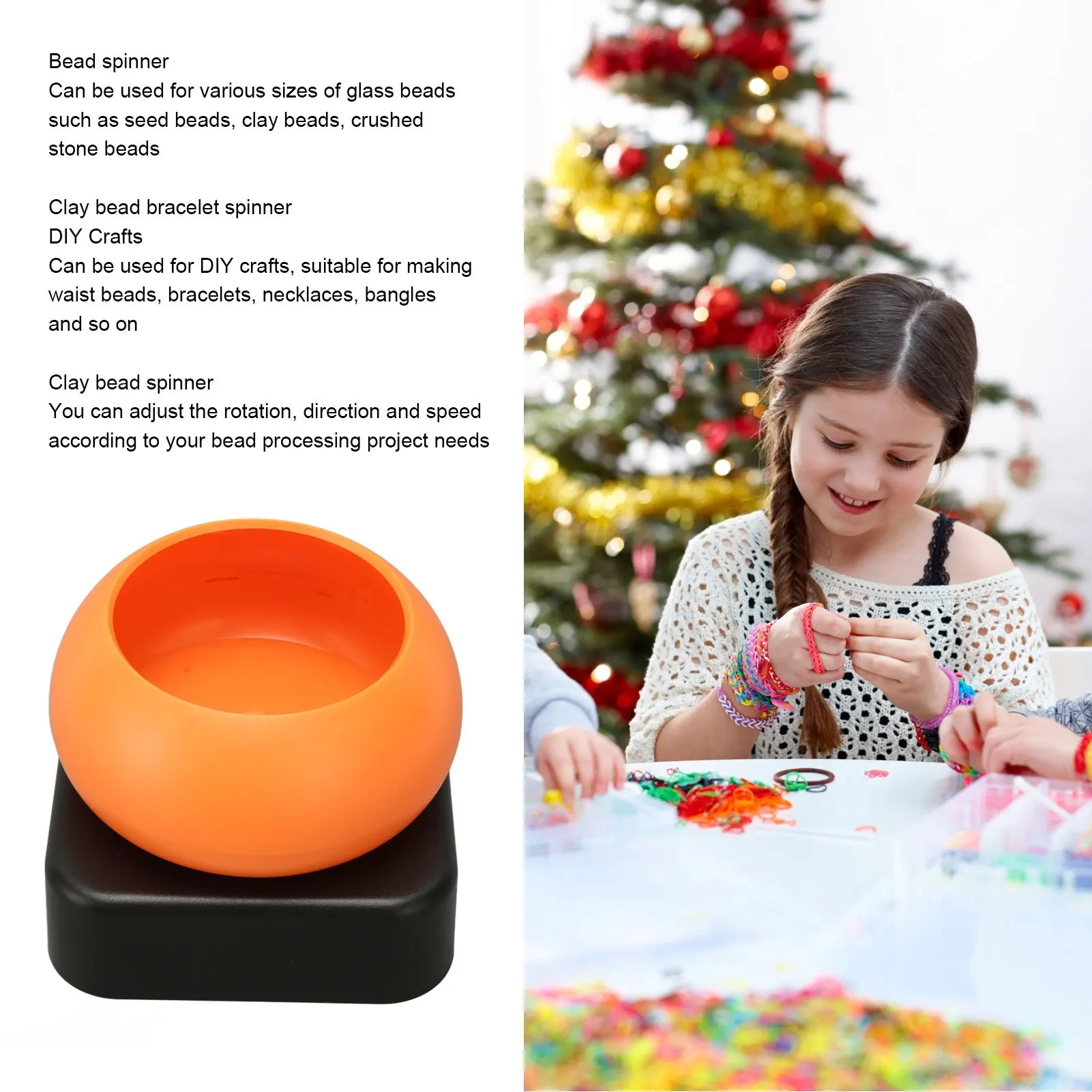 E2 Electric Bead Spinner for Jewelry Making Adjustable Speed USB Power Supply Forward Reverse Control Bead Spinner Orange