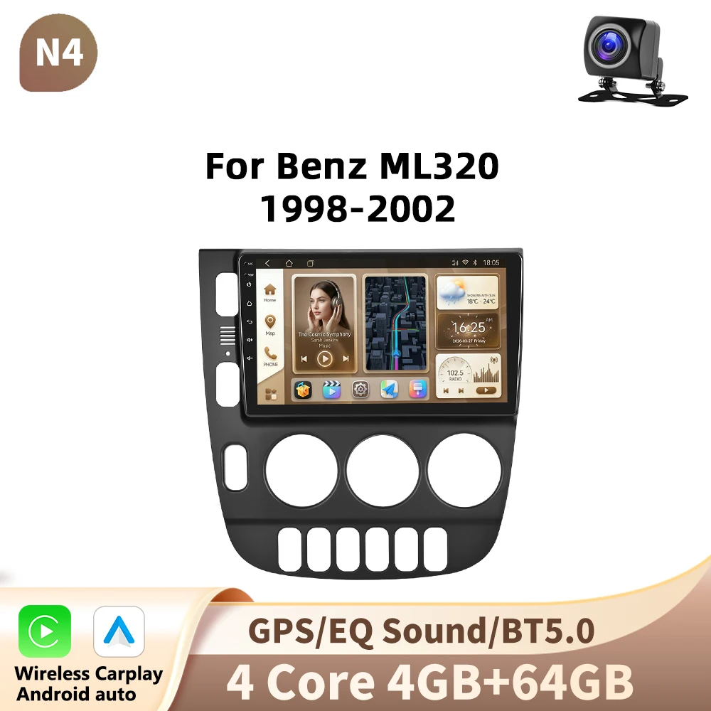 Podoyo Voor Benz ML320 1998-2002 Android Autoradio Multimedia Speler Navigatie GPS Carplay Auto Stereo Intelligente Systemen