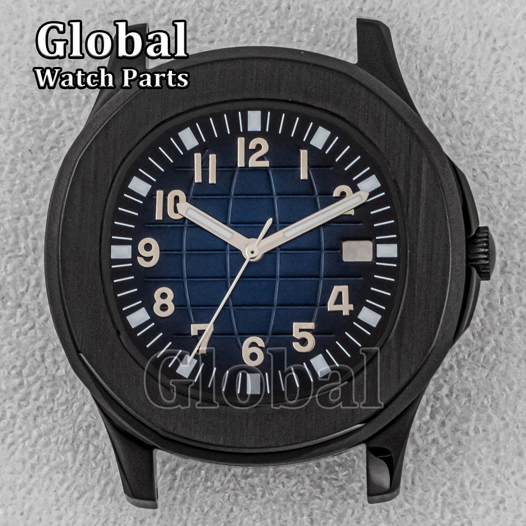 アクアノートノーチラス時計ケースステンレス鋼黒 42 ミリメートルメンズ時計ケースダイビング 50 メートル防水ガラス底時計アクセサリー