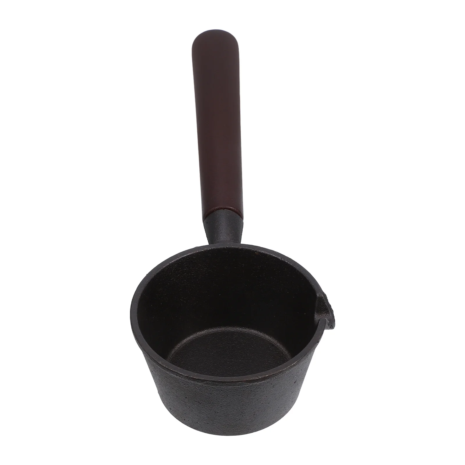 

Mini Small Oil Pot Cast Iron Skillet Iron Sauce Pan Heating Pot Milk Warmer Wood Handle Pour Oil Saucepan Small Pan with Handle