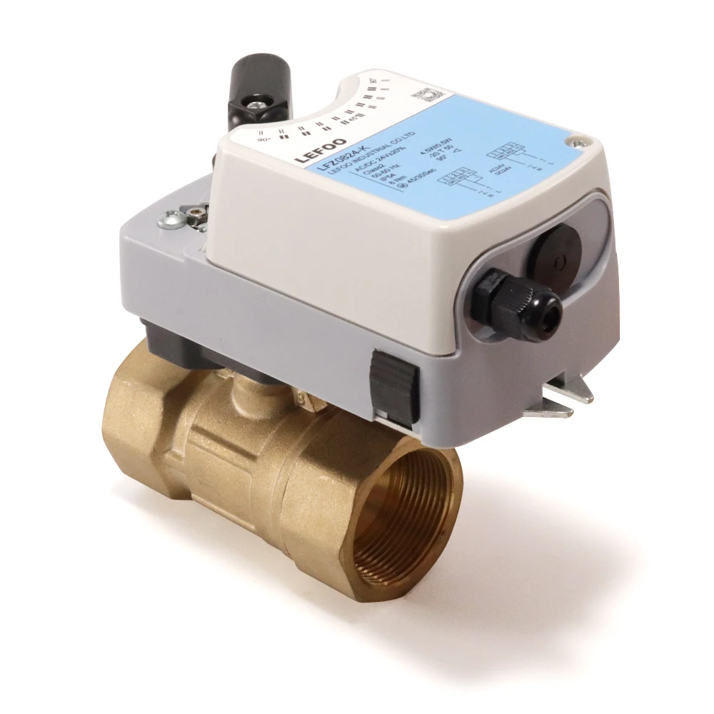 Lefoo Lfz-dq Water Gas Small Brass Automatic Control Electrical Regulating Ball Valve For Air Conditioning