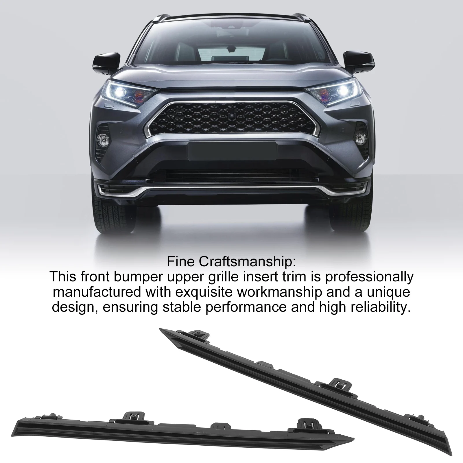 For Toyota Rav4 2019-2023 Front Bumper Upper Grille Insert Trim 53123 0R050 High Strength Radiator Side Molding