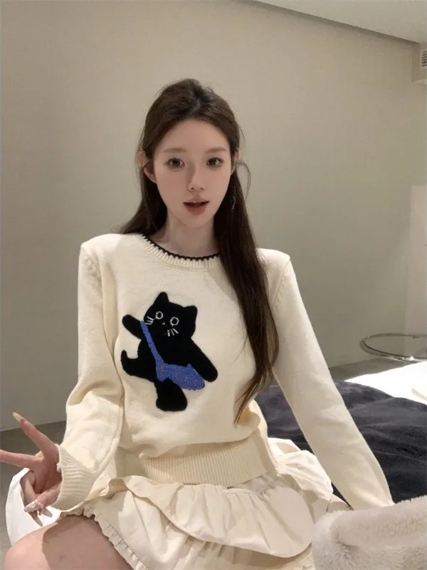 柔らかく居心地の良いパターンニットセーター女性の秋冬カジュアル痩身オーバーヘッドトップ韓国 Sle ストレートチューブニットウェア