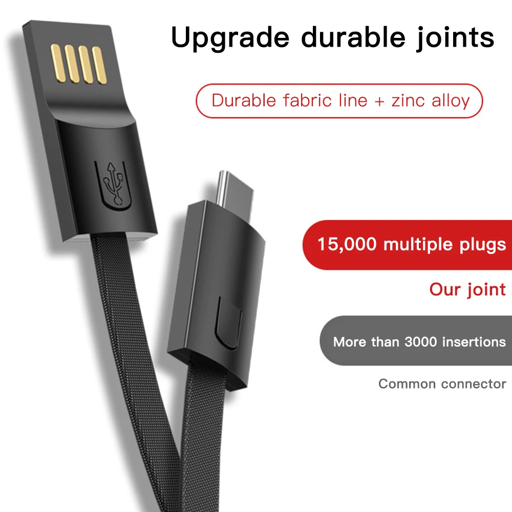 Cable de datos tipo C para Android, cable de datos para llavero Micro USB, cable corto para banco de energía, aleación de zinc, portátil