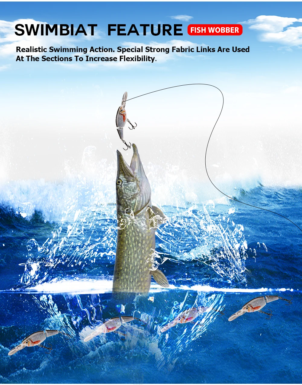 Agoie Deep Diving Wobbler Jointed Swimbait für Barschangeln 105 mm 15 g schwimmende Wobbler mit Rasseln für Hecht-Angelköder – Detail 4
