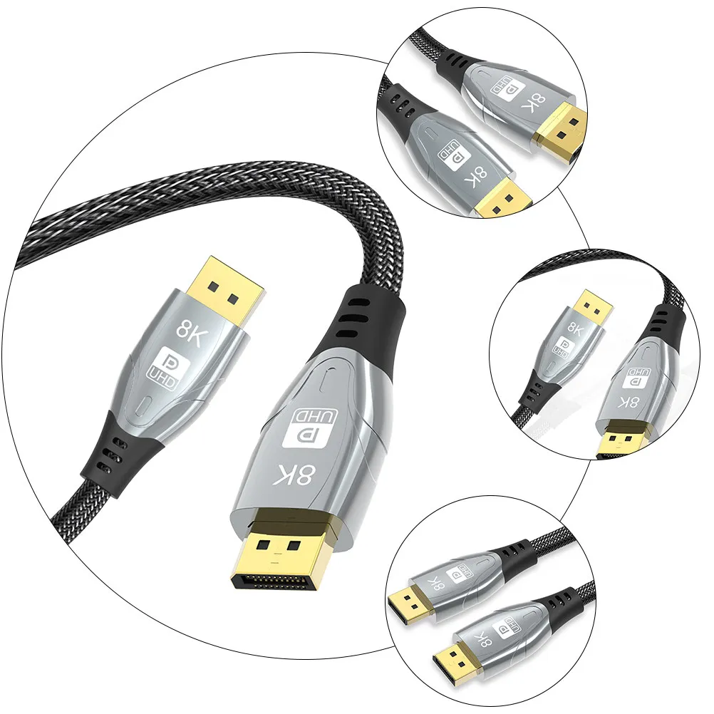 

2M Zinc Alloy Cable 1.4 Version Extension Cord for Laptop Monitor GPU Supporting 7680x4320 Video Resolution