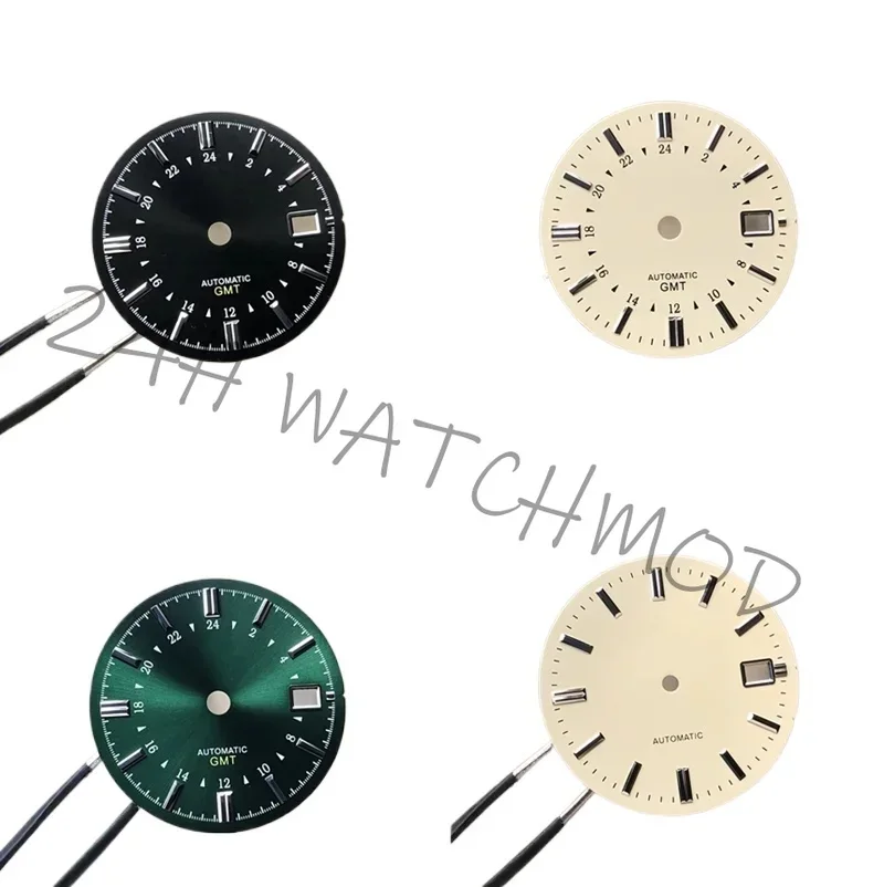 31mm NH34 GMT dial  suitable for NH34 movement watch accessories repair tool and NH35 dial with black green color