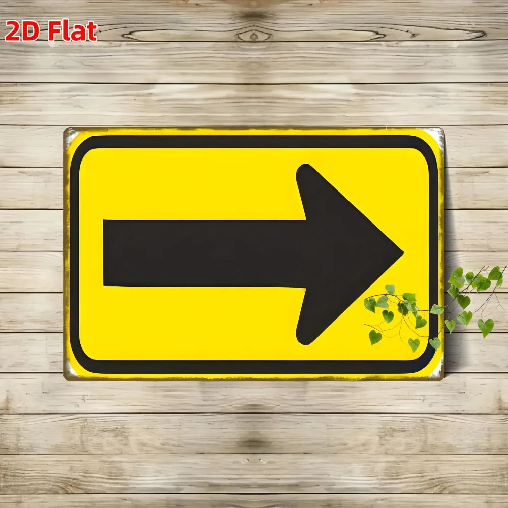 Bold Yellow Black Metal Arrow Sign Aluminum Wall Art 8x12in Waterproof Durable For Home Office Club Outdoor Indoor Navigation