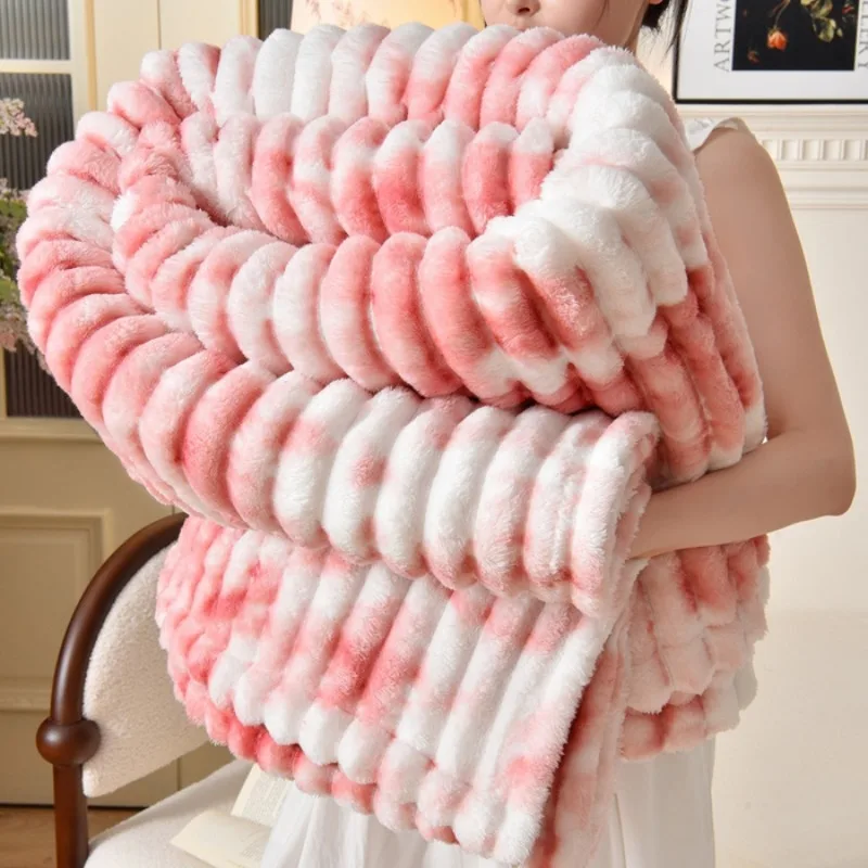 بطانية الفانيلا حجم الملكة ربيع الخريف البطانيات الدافئة ل Bedgradient اللون لينة أفخم أريكة رمي بطانية