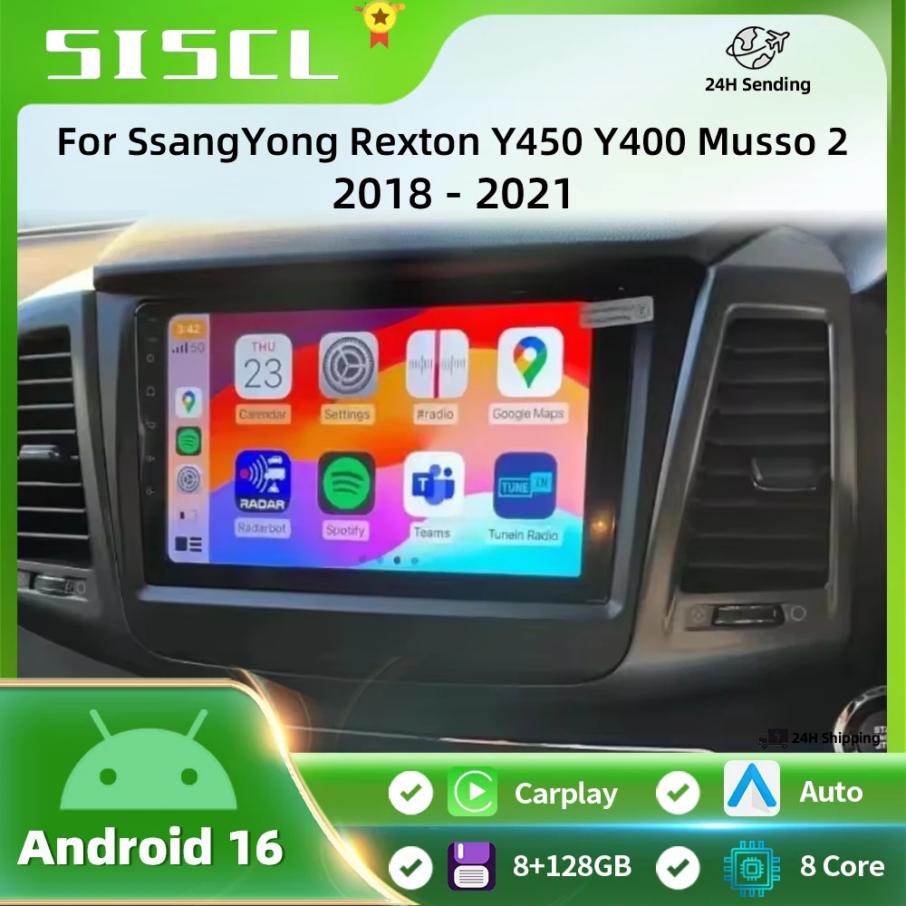 

Android 16 Car For SsangYong Rexton Y450 Y400 Musso 2 2018-2021 GPS Navigation High-performance CPU Player Car Stereo Head Unit