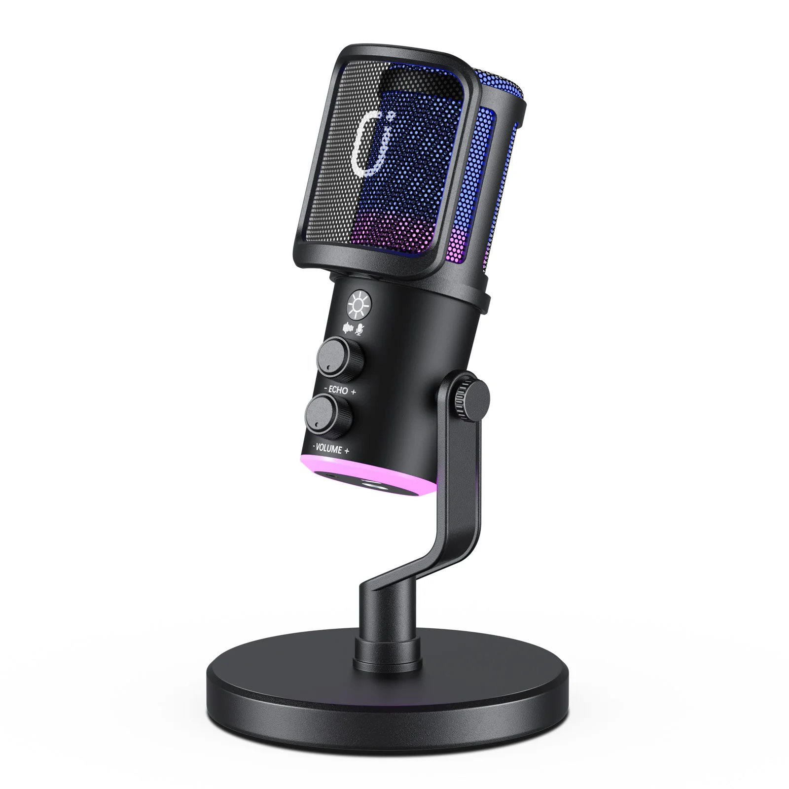 

Динамический микрофон USB/XLR для записи подкастов, компьютерный игровой потоковый микрофон с RGB-подсветкой, кнопка отключения звука, разъем для наушников