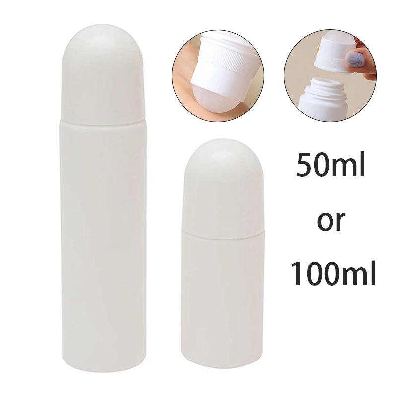 50/100ML White Plastic Roller Ball Essential Oil Sub-bottling Mist Container Travel Refillable Bottle DIY Deodorant Accessories