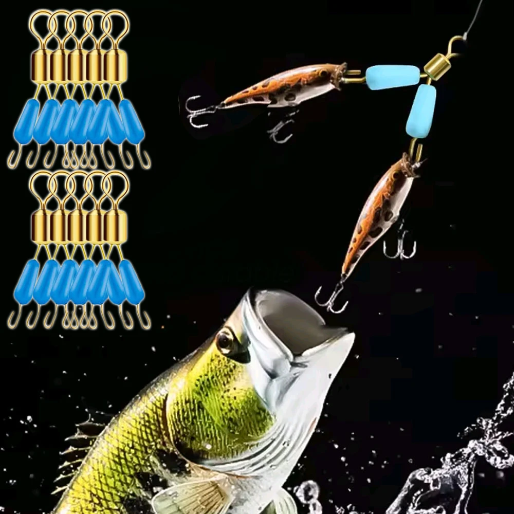 10 stücke Angeln Doppel Haken Wirbel Binden Stecker Linie Schnelle Bifurkation Wirbel Y-Förmigen Raum Bean Fisch Tackle-Tool zubehör