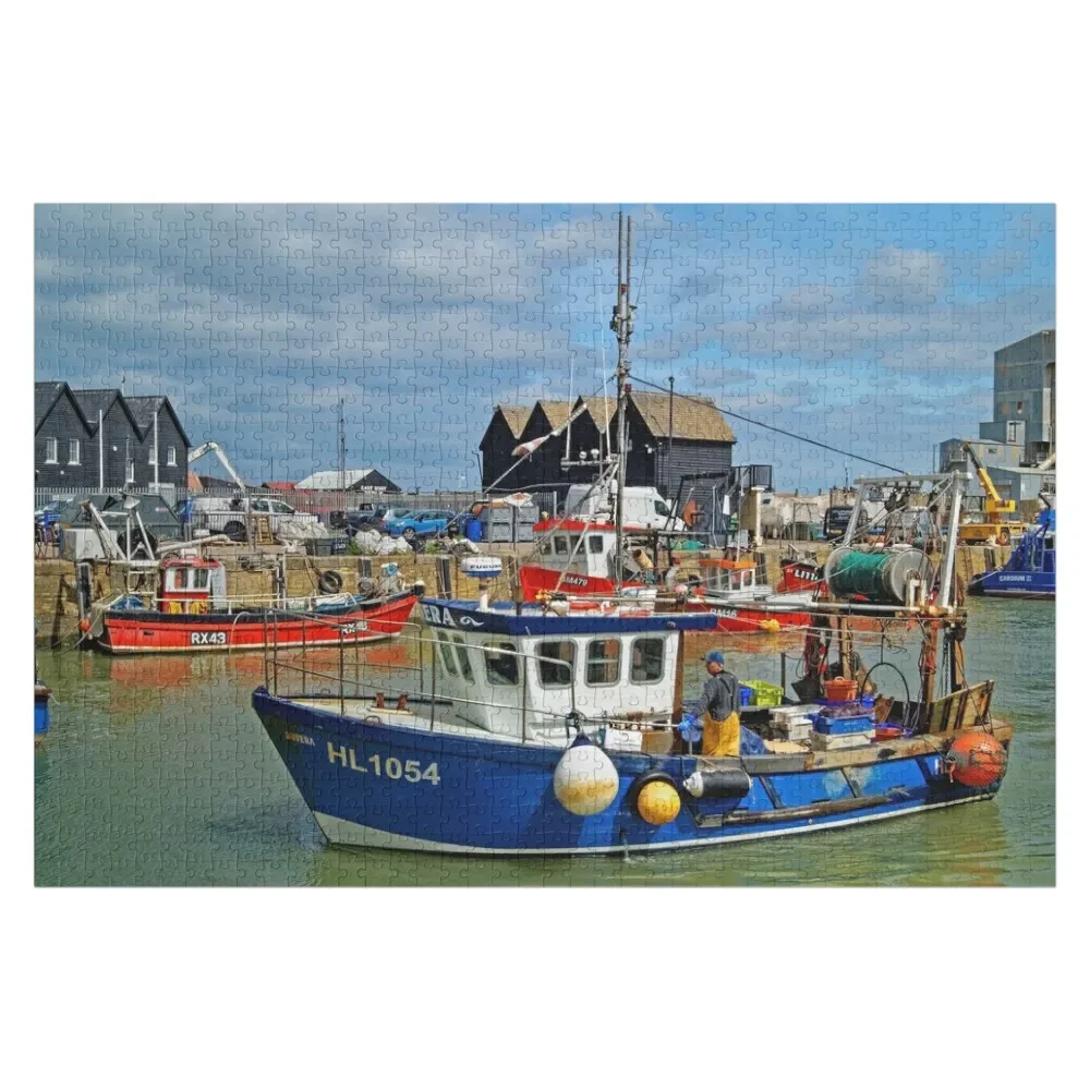 Prise de la journée à Whitstable Harbour Jigsaw Puzzle, Photo en bois, Jeu personnalisé, Enfants, Adultes