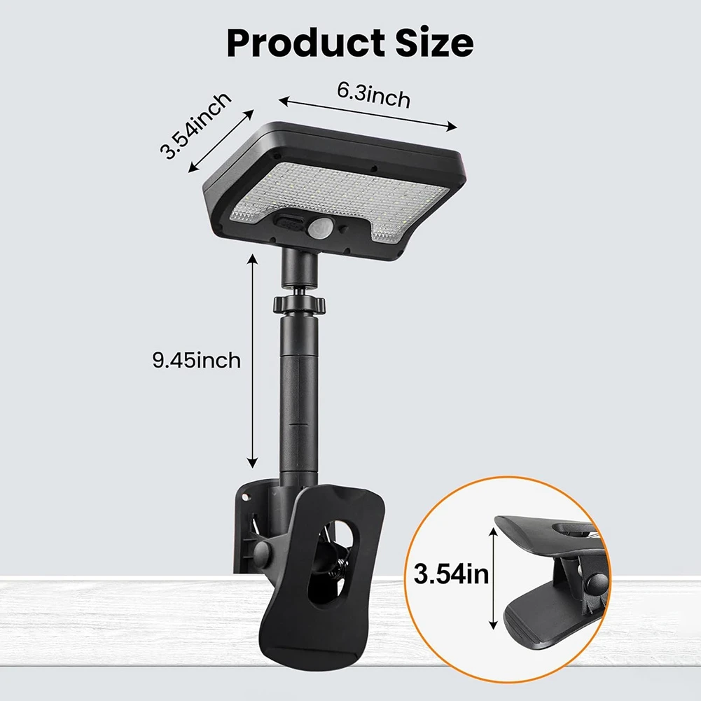 75STO-Wall Mounted Clip On Solar Street Light Motion Sensor 92 LEDS Waterproof Security Light For Chain Link Fence, Gutter