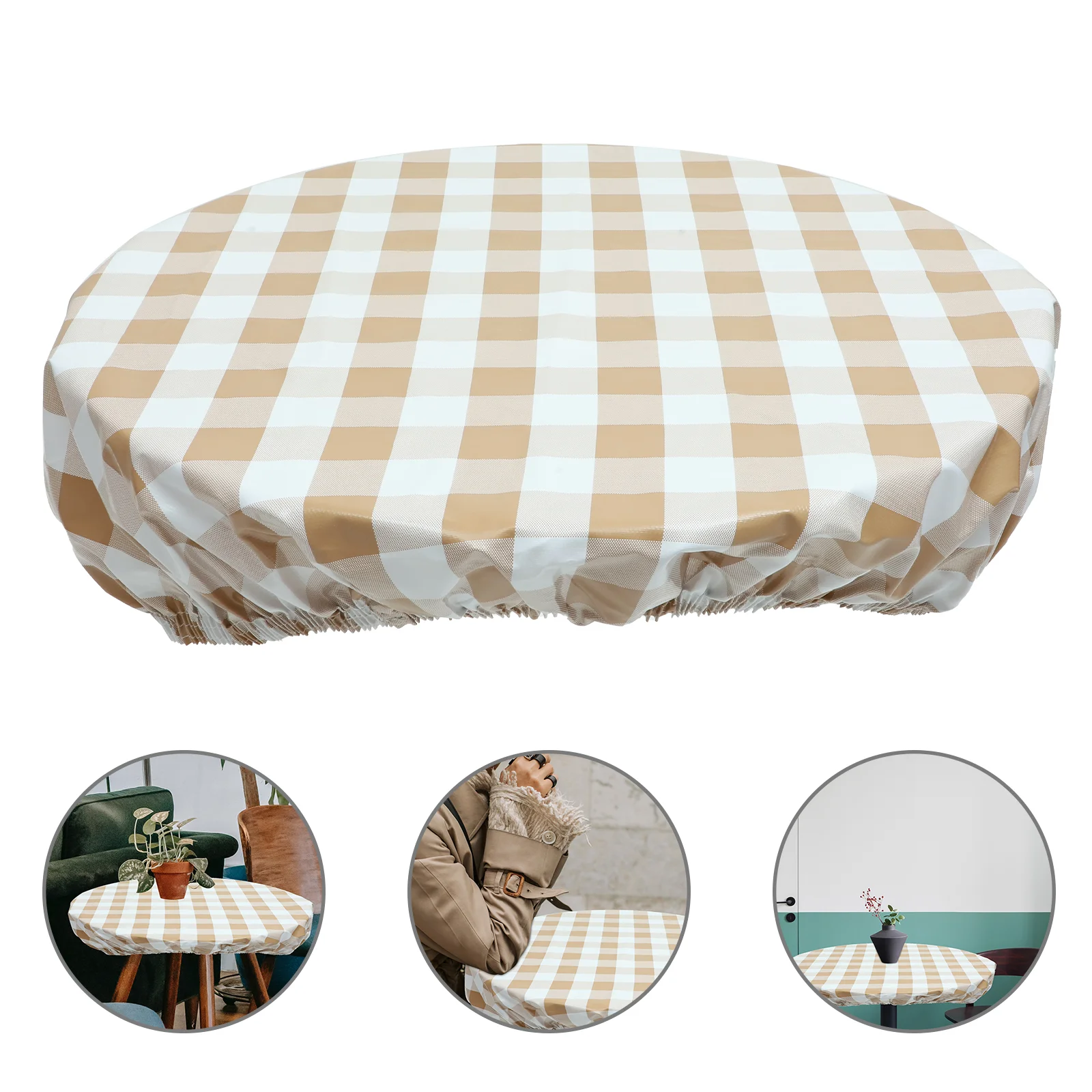 

Portable Plaid Table Cover Round Dirtproof Picnic Table Fitted Cover Camping Supply table cloth tablecloth