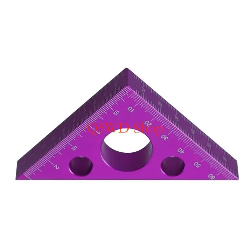 Q5WD 45 Degree AluminumAlloy Angled Ruler, Metricand InchScale Rafters Layouts Carpenter Square Triangle Ruler Woodworking